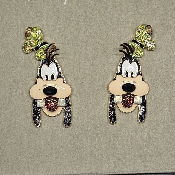 NEW Disney BaubleBar Goofy Stud Earrings Crystal Enamel Sparkle Holiday Gift NIB - Picture 2 of 5